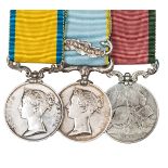 Medal group of three: Baltic 1854 (engraved * Ed. Trodd * HMS “Hawke” *), Crimea 1854, 1 clasp