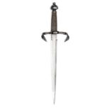 A good 19th century copy of a continental left hand dagger, shallow fullered DE blade 12”, with