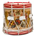 A very well painted George V brass side drum of The Buffs (Royal East Kent Regiment), bearing