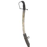 A Georgian infantry light company officer’s sword, c 1810, sharply curved flat blade 27”, double