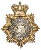 An officer’s 1829 (Bell-topped) pattern shako plate of The 65th (2nd Yorkshire North Riding)