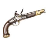 A scarce French 14 bore Model 1814 Garde du Corps du Roi flintlock holster pistol, 14½” overall,