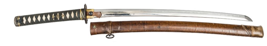 A Japanese sword shinto Wakizashi, unsigned blade 22” c 1650, en suite fuchi kashira, iron tsuba
