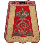 A Victorian officer’s full dress sabretache of the 7th Queen’s Own Hussars, scarlet cloth with