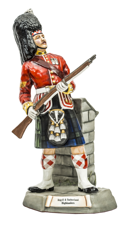 A large Michael Sutty painted porcelain figure of a Sergeant “Argyll & Sutherland Highlanders”, in