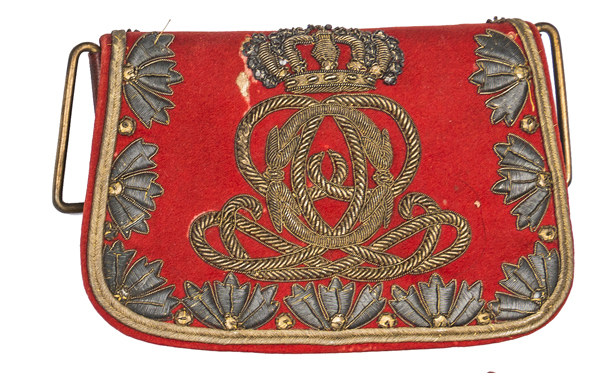 A Victorian officer’s full dress sabretache of the 7th Queen’s Own Hussars, scarlet cloth with - Image 2 of 2
