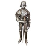 A good 19th century suit of armour in the 15th century “Gothic” style, comprising sallet with hinged