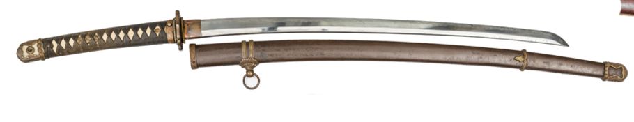A WWII Japanese sword Katana, the blade 25” signed with arsenal stamp and Seki Kaneyoshi Saku.