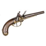 A French flintlock 14 bore Model 1777 military belt pistol, 13¾” overall, barrel 7½” stamped at