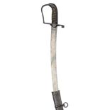 A Georgian infantry light company officer’s sword c 1810, curved flat blade 29½”, double edged at