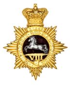 A Senior officer’s 1855 pattern shako badge of The 8th (The King’s) Regiment, gilt crowned star,