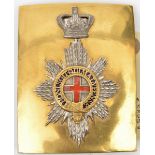 A Vic rectangular brass SBP of the Military Knights of Windsor, applied silver plated crown and