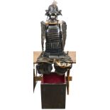A suit of Japanese armour, 12 plate helmet with modern crest, lacquered Ivon mempo, plated Do,