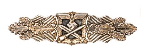 A Third Reich army close combat clasp, of good quality silver plated construction, blued back