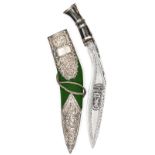 A presentation kukri of the 4th Gurkha Rifles, panel etched blade 12”, with regimental badge and “