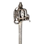 A mid 18th century military Highland broadsword, straight single edged blade 31½”, with narrow