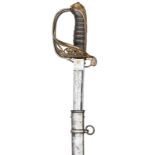 An 1845 pattern infantry officer’s sword of The Royal Scots, slightly curved, fullered blade 32½”,
