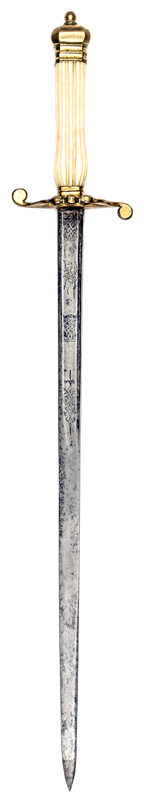 An unusual Georgian naval officer’s 3 ball hilted dirk, single edged blade 15½”, with narrow back