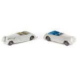 2 Dinky Toys 38 series. A Lagonda (38c). In light grey with mid-grey interior and black wheels.