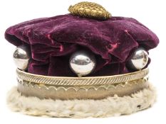 A Peer’s 6 ball coronet made for the Coronation of Edward VII, crimson velvet caul with ermine trim,