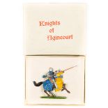 Britains mounted Knights. Knights of Agincourt – Knight with lance, on rearing horse, blue/yellow