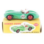 Dinky Toys Aston Martin DB3 Sports (110). In green with red seats and wheels, RN22. Complete with