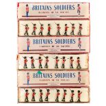 3 Britains Guards Sets. Coldstream Guards from set 1515, 8 figures – Officer and 7 Guardsmen with