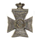 A late Vic OR’s darkened glengarry badge of The King’s Royal Rifle Corps, battle honours to Tel-el-