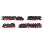 4 Fleischmann HO gauge steam locomotives. DB class 41 2-8-2 tender locomotive RN 41 270. DB class 03