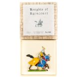 Britains mounted Knights. Knights of Agincourt – Knight with sword, yellow/blue/red livery No.