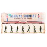 Britains German Infantry from set 432. 7 examples including Officer with sword drawn, soldiers