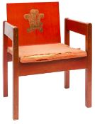 A chair designed by Lord Snowdon for the Investiture of Prince Charles as Prince of Wales, at