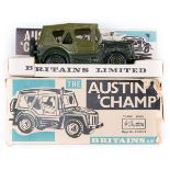 Britains Austin Champ (9760). With removable hood and folding exhaust extension. In Olive green