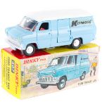 Dinky Toys Ford Transit Van ‘Kenwood’ (407). In light blue with white roof, red interior, ‘