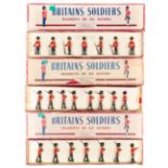 3 Britains Guards/Fusiliers Sets. Irish Guards from set 107. 7 figures – Officer and 6 Guardsmen