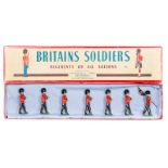 Britains Colours and Pioneers of the Scots Guards set No.82. 7 figures, Standard Bearer with 6