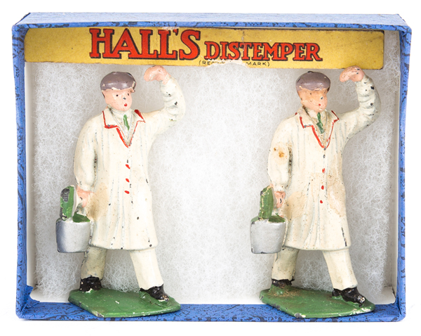A set of Hornby Series ‘Halls Distemper’ figures. Comprising two painters in white coats and
