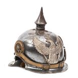 A Prussian 1915 model Jager zu Pferd enlisted man’s helmet, of blued steel with steel spike and