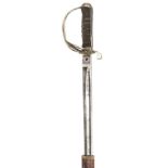 A WWI period officer’s sword of The Army Service Corps, almost straight, fullered blade 35”, DE at