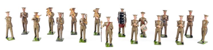 Britains British Band of the Line No.1290. 17 figures marching in khaki active service order, with