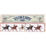Britains Territorial Yeomanry No.159. 5 mounted, Officer with sword drawn and 4 Yeomanry also with