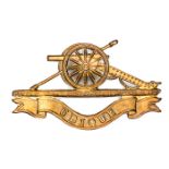 A scarce bandsman’s brass pouch badge of the R Artillery, large cannon over scroll “Ubique”, 3 lugs.