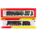 2 Hornby Hobbies OO gauge locomotives. BR Crosti Boiler class 9F 2-10-0 tender locomotive (R3274).