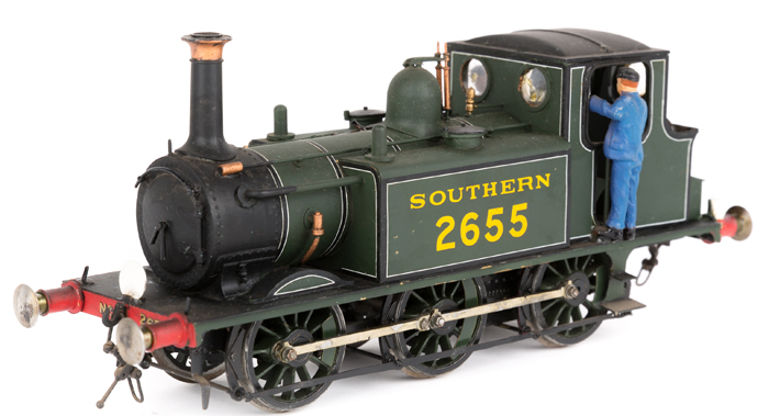 A metal/brass kit built O gauge electric class A1 0-6-0 tank locomotive. A ‘Terrier’ in Southern