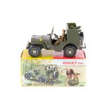 French Dinky Military Rocket Carrier Jeep (828). In olive green, complete with driver and rockets.