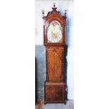 An eight day George III mahogany long case clock, the painted dial with rolling moon, date dial