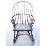 An ash and elm seated Windsor rocking chair. H95cm