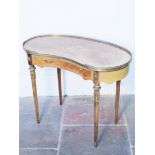 A French Kidney shaped marquetry table with gilt metal mounts. W97cm D50cm H78cm