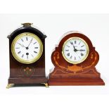 Two inlaid mantel clocks, height 23cm & 20cm