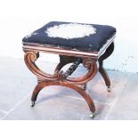 A William IV rosewood x frame stool. H48cm